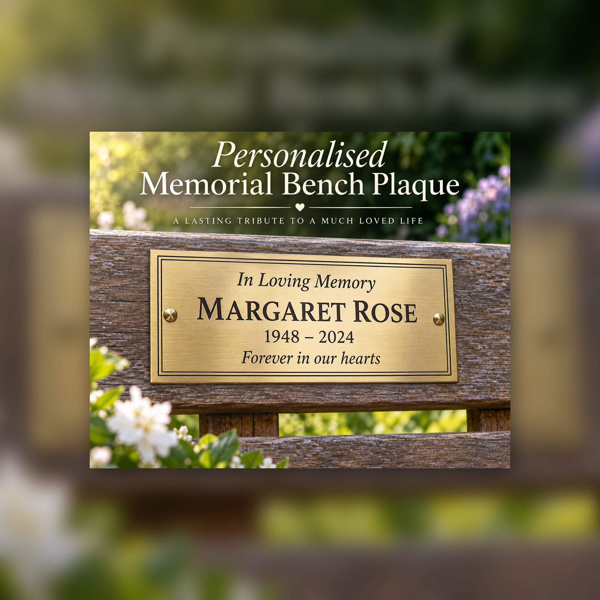 Classic Memorial Bench Plaque in brass-effect engraving laminate